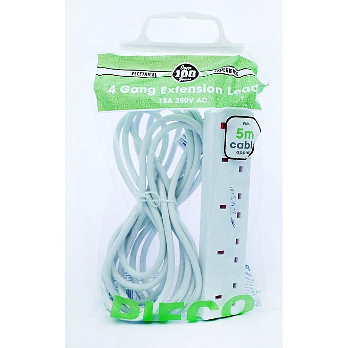 Pifco 4-Way Extension Cable, White