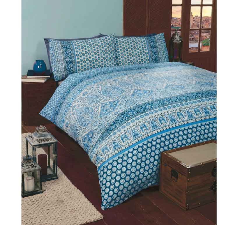 Art Moroccan Quilt Duvet Cover & 2 Pillowcase Bed Linen Set Marrakech - Double