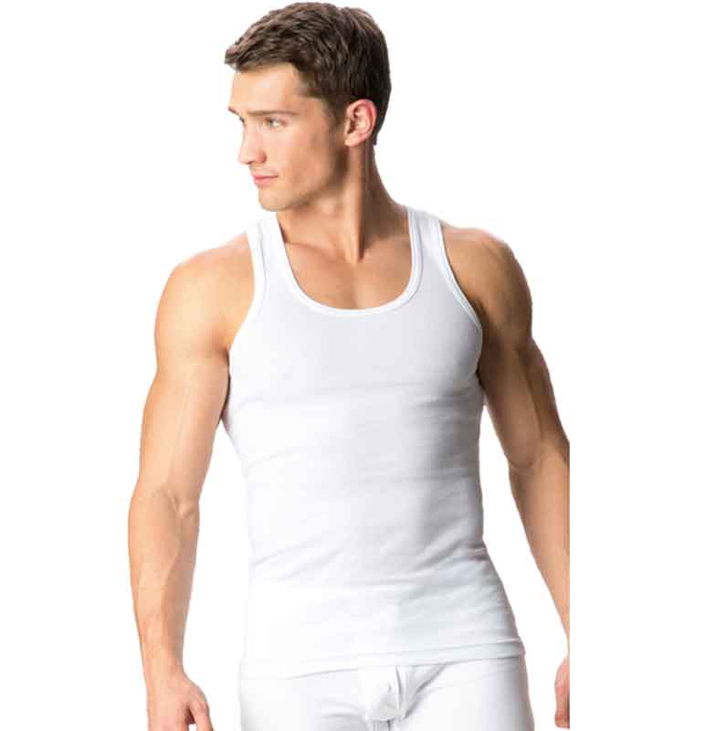 Pack of 2Pcs Men's White Cotton Vests
