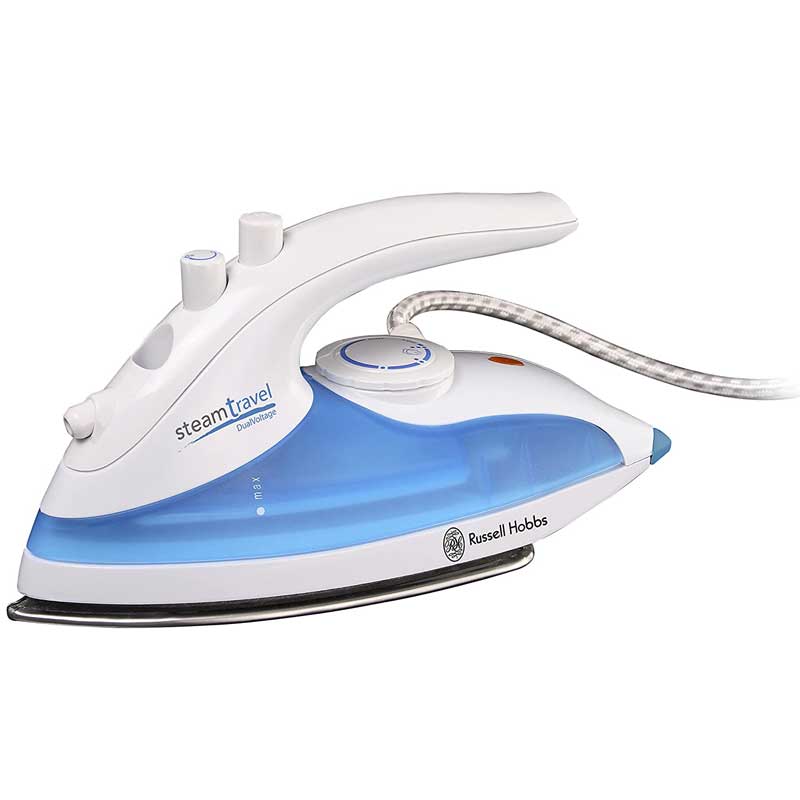 Russell Hobbs Travel Iron, Steam Glide, 760W - White/Blue