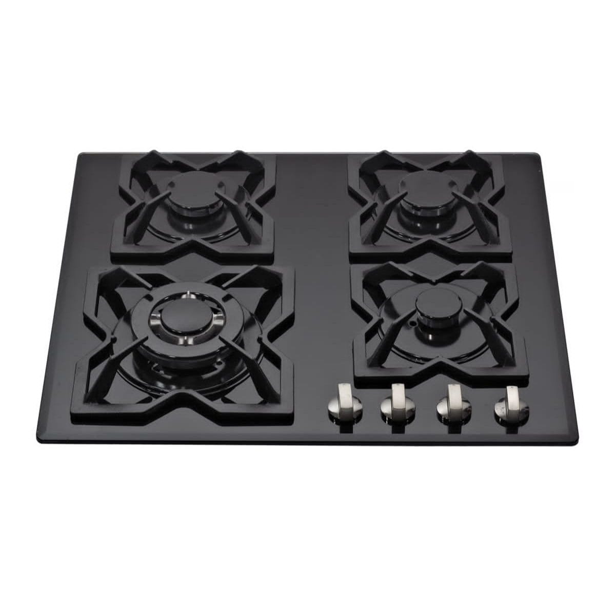 IQRA 60cm Gas Hob, 4 Burners, Glass, Flame Failure Device, Auto-Ignition, Cast Iron, IQ-KH4110