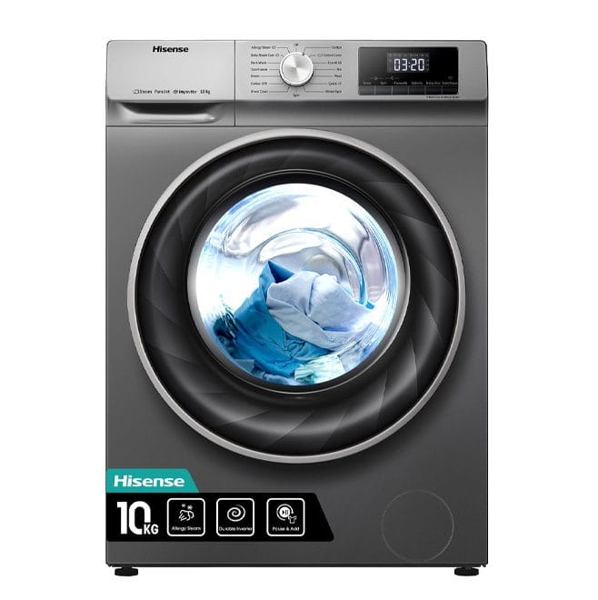 Hisense 10KG Automatic Front Load Washing Machine, Allergy Steam, Pause and Add, Steam Wash, WFBJ1014VS