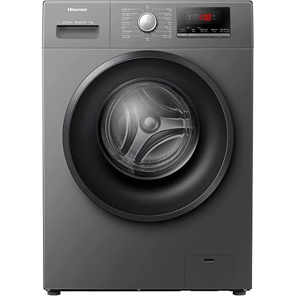 Hisense 7KG Automatic Front Load Washing Machine, 1200RPM, 16 Programs, Quick Wash, Child Lock, Energy Class A+++, Silver, WFQP7012EVM