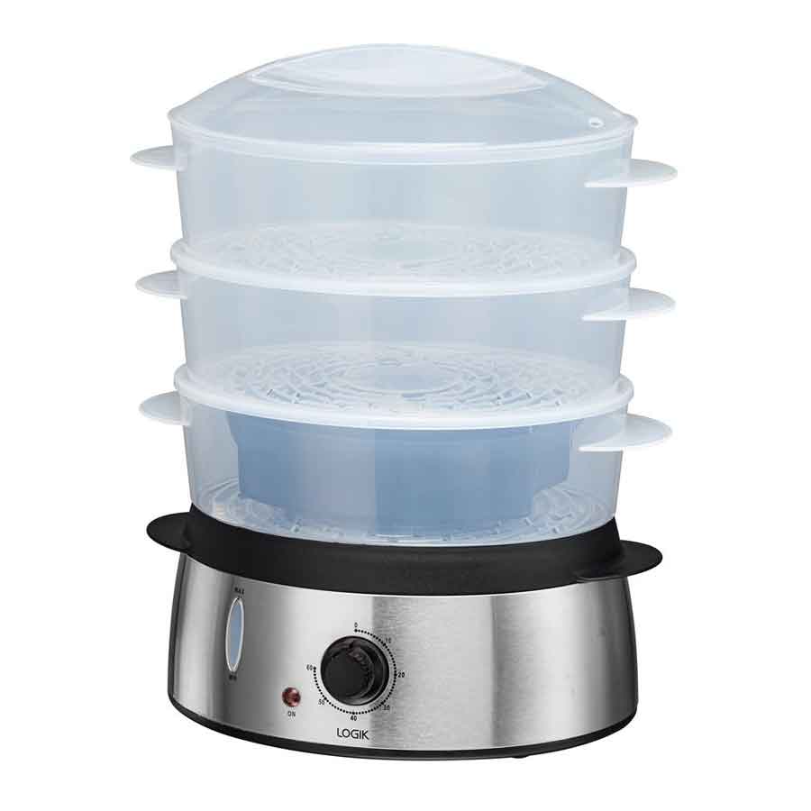 LOGIK Food Steamer, 9 Litres, 1000W, Stainless Steel