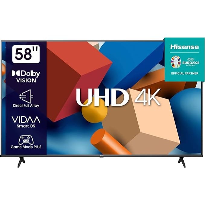 Hisense 58-inch Class 4K UHD Smart TV, VIDAA, 58A6K; Built-in Wi-Fi, HDR, Dolby Atmos, VIDAA, Bluetooth