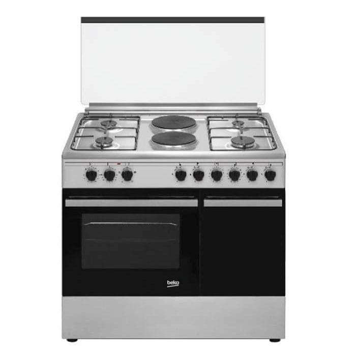 Beko 90cm 4 Gas Burners + 2 Hotplates Cooker with Fan-Assisted Electric Oven and Grill, BGES901