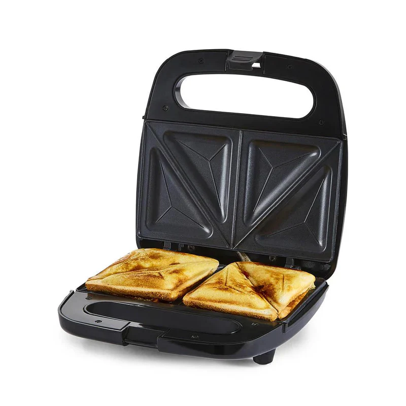 Geepas 2-Slice Sandwich Maker | 700W Powerful Sandwich Toaster with Non-Stick Plates| Cool-Touch Handle| Indicator Lights| Easy Cleaning| Compact Design