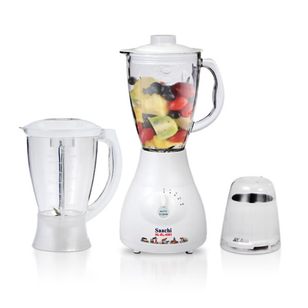 Saachi 3-in-1 Blender & Grinder, 1.5 Litres, 400 Watt, White