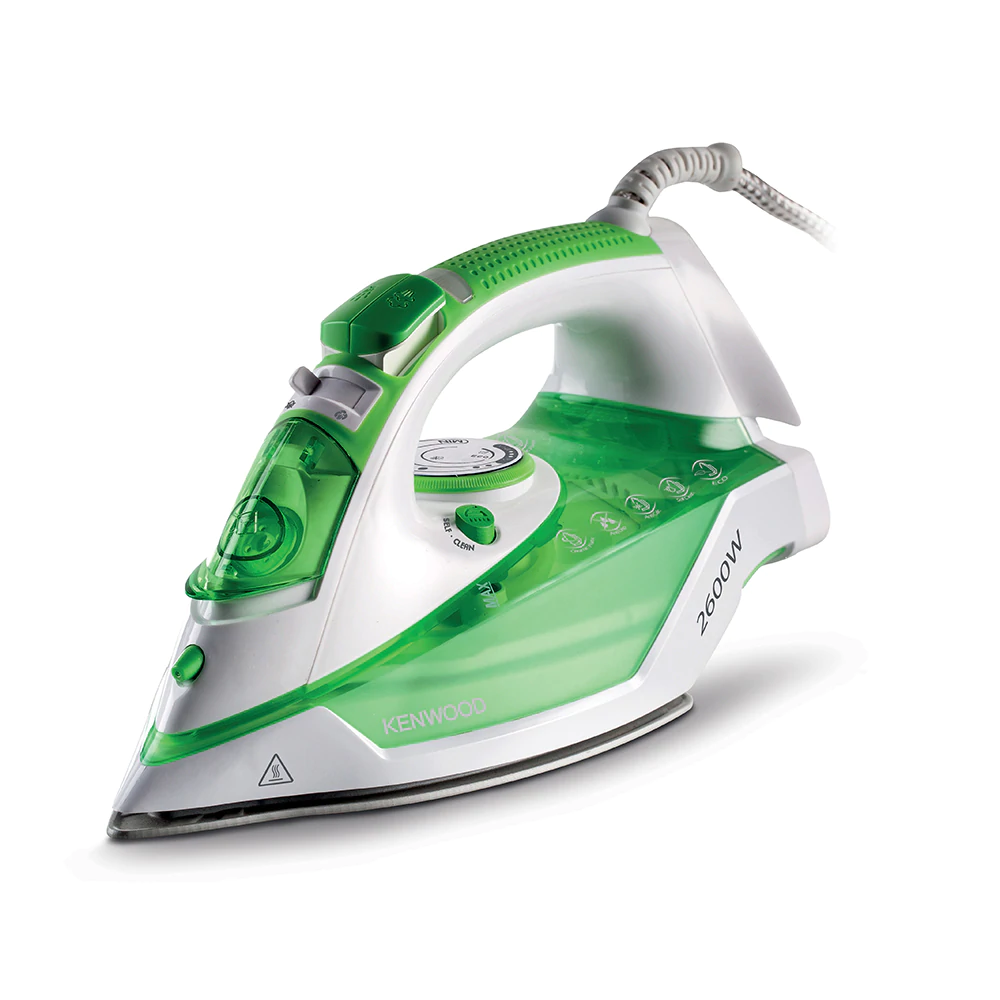 Kenwood 2600 Watt Steam Iron w/ Ceramic Soleplate, White / Green | STP70.000WG
