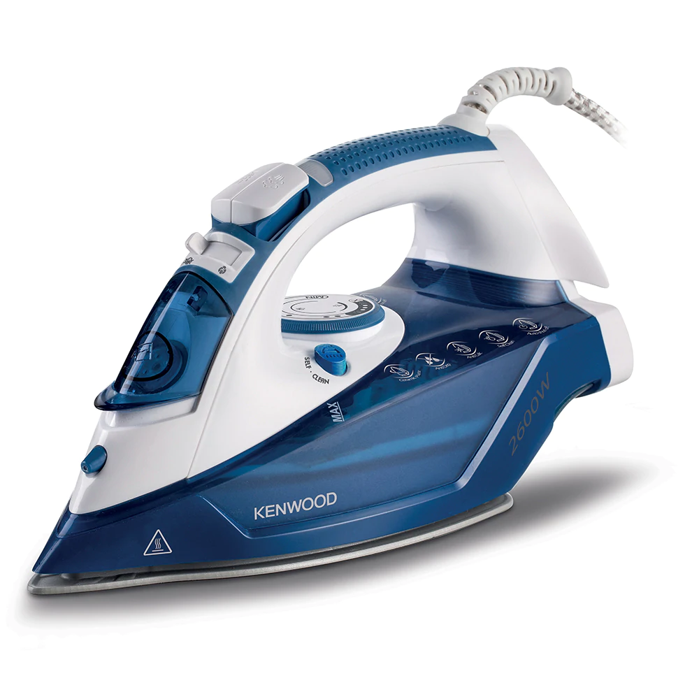 Kenwood 2600 Watt Steam Iron w/ Ceramic Soleplate, White / Blue | STP75.000WB