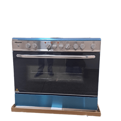 Hisense 90*60cm 4 Gas Burners + 2 Electric Plates Freestanding Cooker with Electric Oven, Grill, Rotisserie, Timer, Safety Cut-off, HF942GEES
