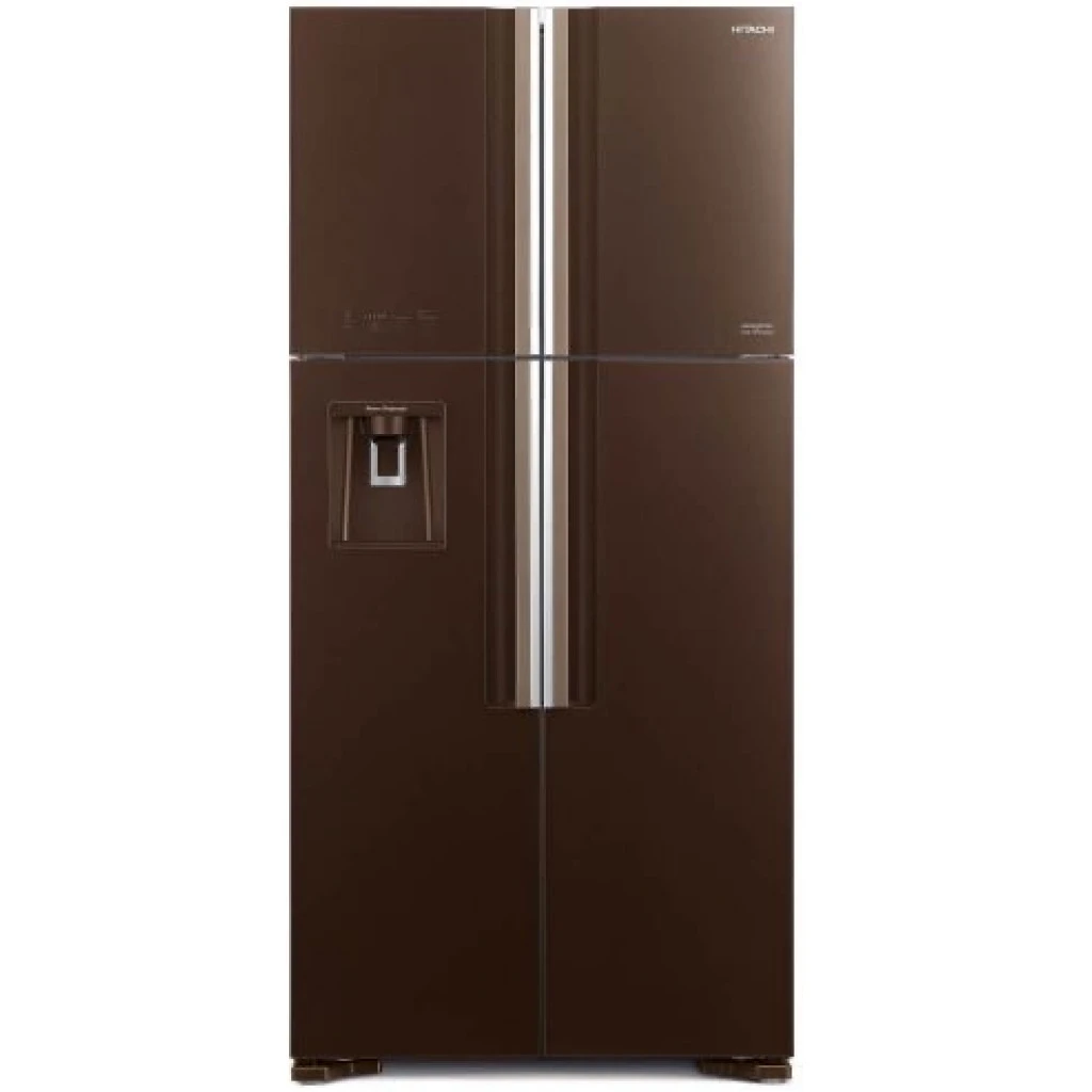 Hitachi 600L 4-Door Refrigerator: French Door Fridge w/ Water Dispenser, Inverter Control, Frost-free, Glass Brown, RW800PUN7GBW