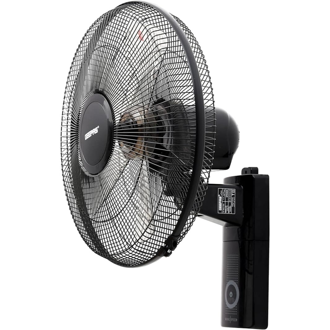 Geepas GF9483 16-Inch Wall Fan - 3 Speed Settings with 2 Pull String Cords | 5 Leaf Blades | Perfect for Home, Work Room or Office Use