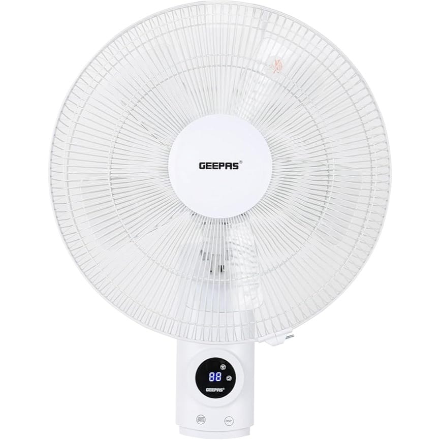 Geepas GF9479 16-Inch Wall Fan 60W - 3 Speed Settings with 7.5 Hours Timer | Wide Oscillation & Oveheat Protectio