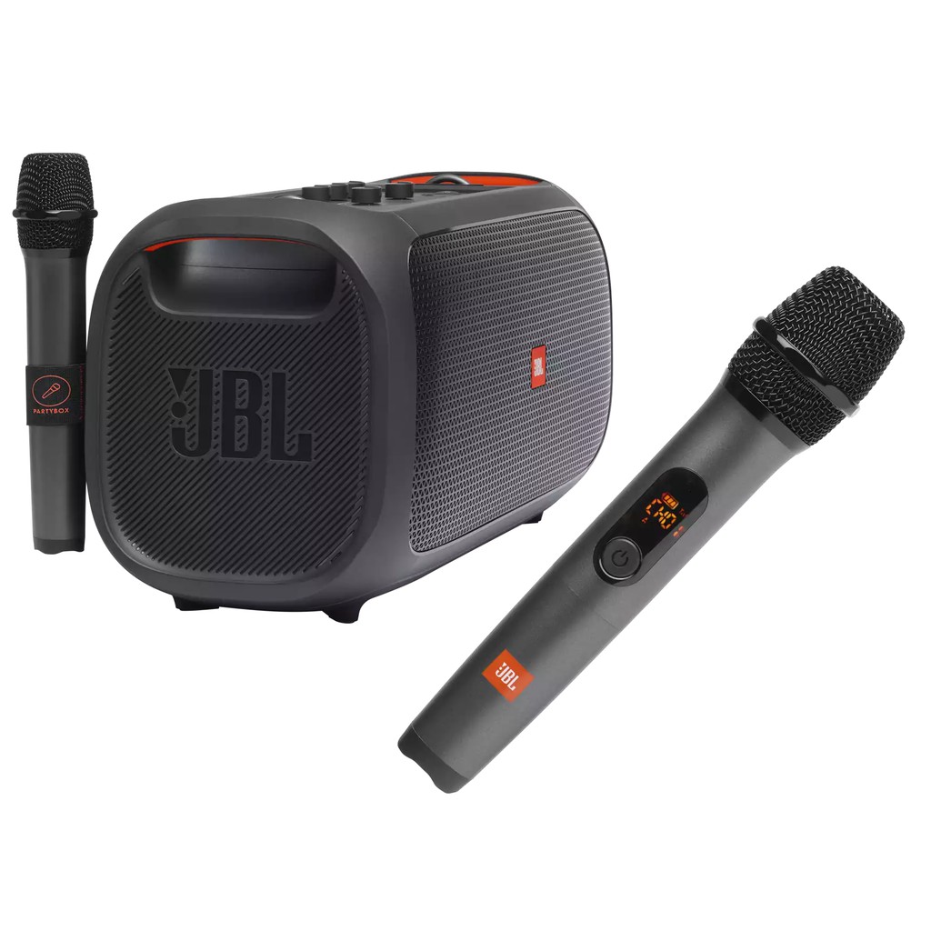 JBL PartyBox On-The-Go - Portable Karaoke Party Speaker w/ Wireless Microphone & Wireless Two Microphone System, Dual-Channel Receiver