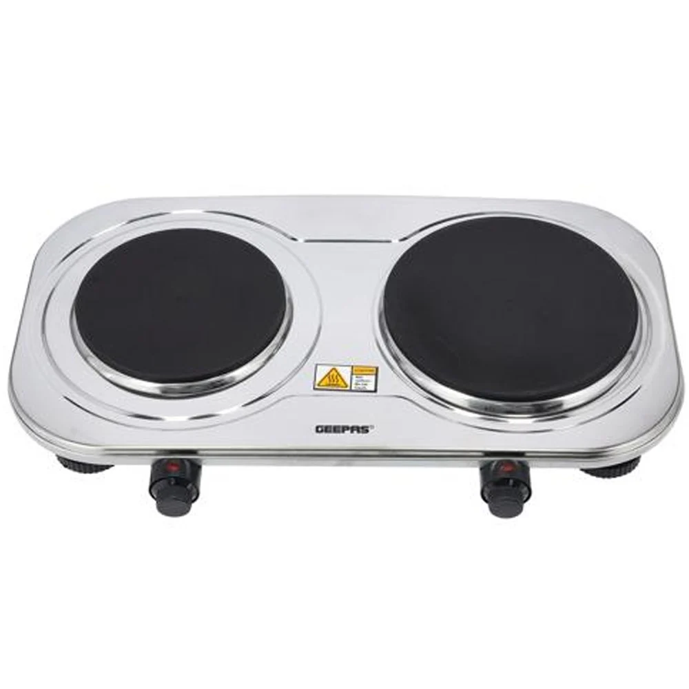 Geepas Electric Double Hotplate w/ Indicator Light, Adjustable Temperature Control, Overheat Protection | GHP32024