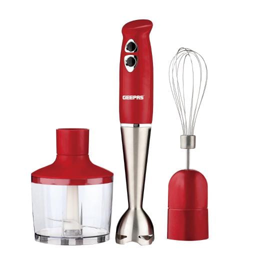 Geepas GHB6136 400W Hand Blender - Stainless Steel Blades with 2 Speed for Baby Food, Soup, Juice