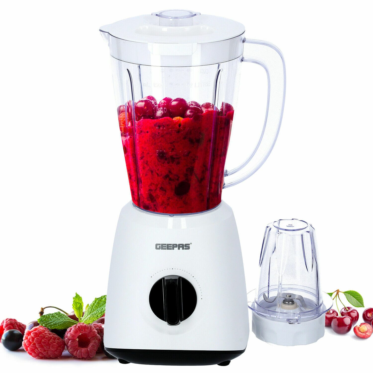 Geepas 2-in-1 Multifunctional Blender, Black/White, 400 Watt, 1.5L Jar, GSB44027