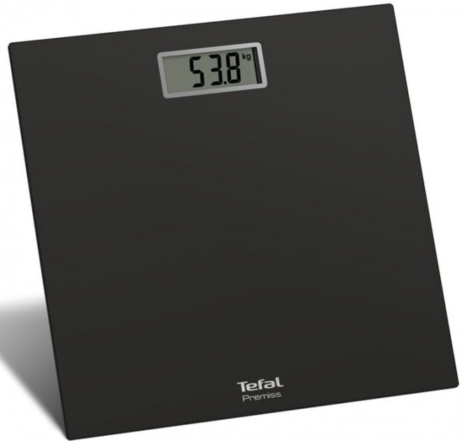 Tefal Premiss Bathroom Scale, Electronic, Glass, Black, PP1400V0