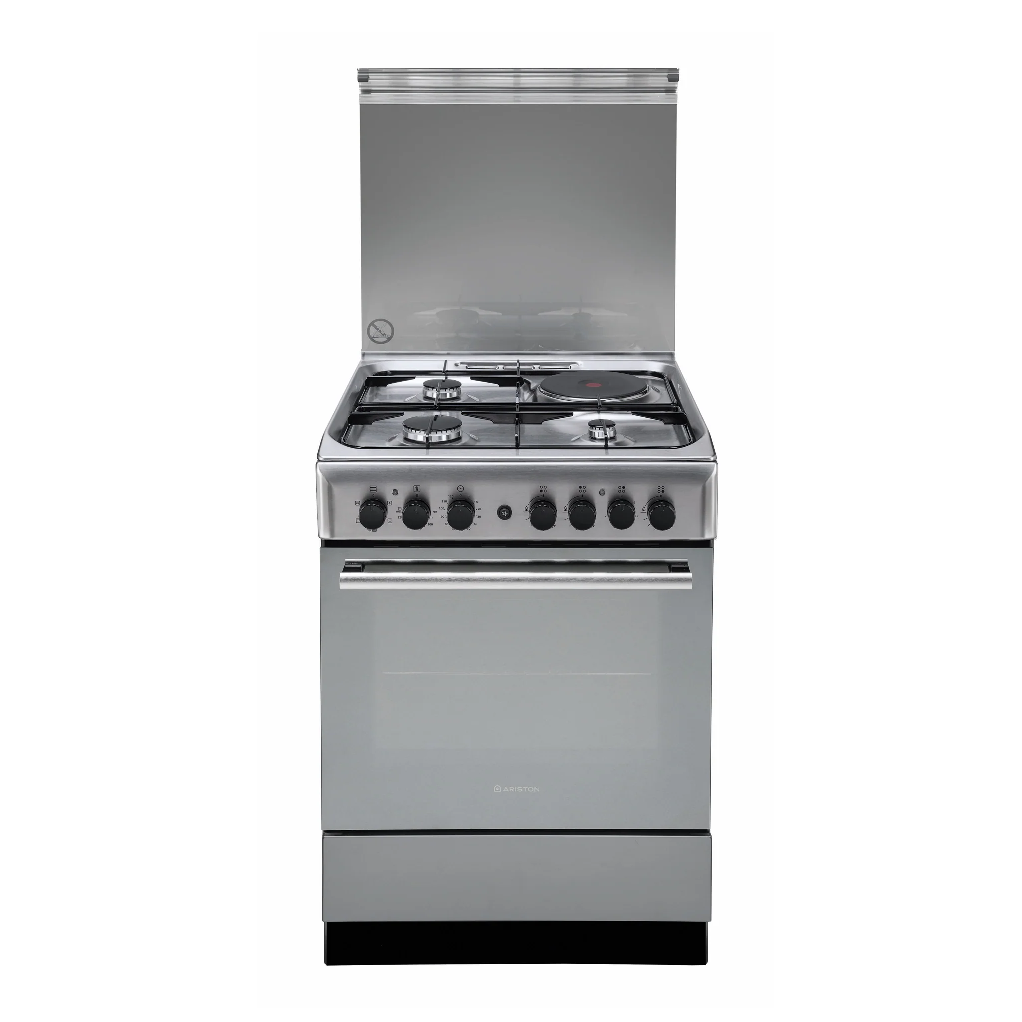 Ariston 60cm Cooker 3 Gas + 1 Electric w/ Electric Oven & Grill, Rotisserie, A6MSH2F(X)