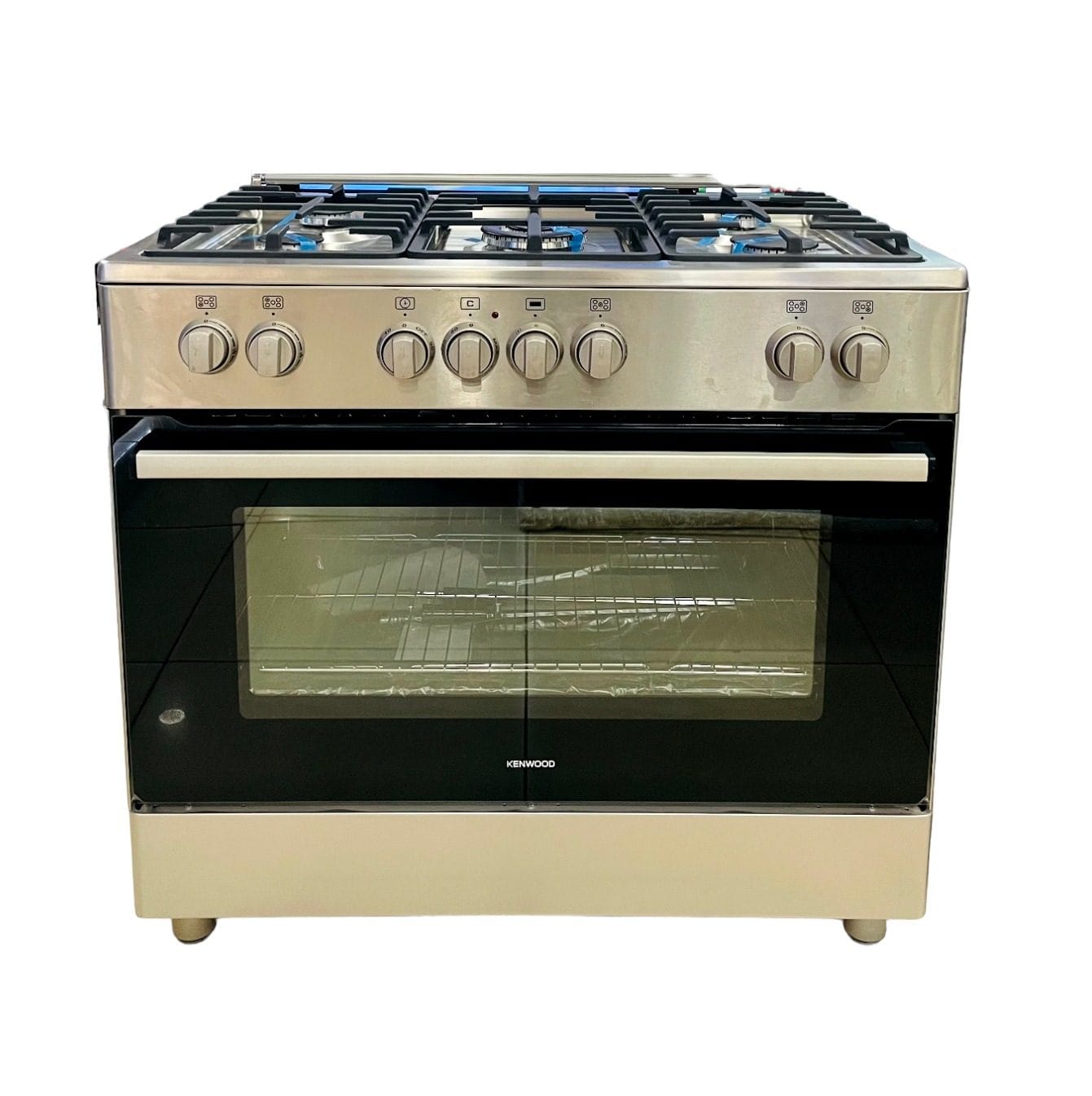Kenwood 90/60cm Cooker with 5 Gas Burners, Wide Electric Oven and Grill, Dual Rotisserie, Auto Ignition, CGE90
