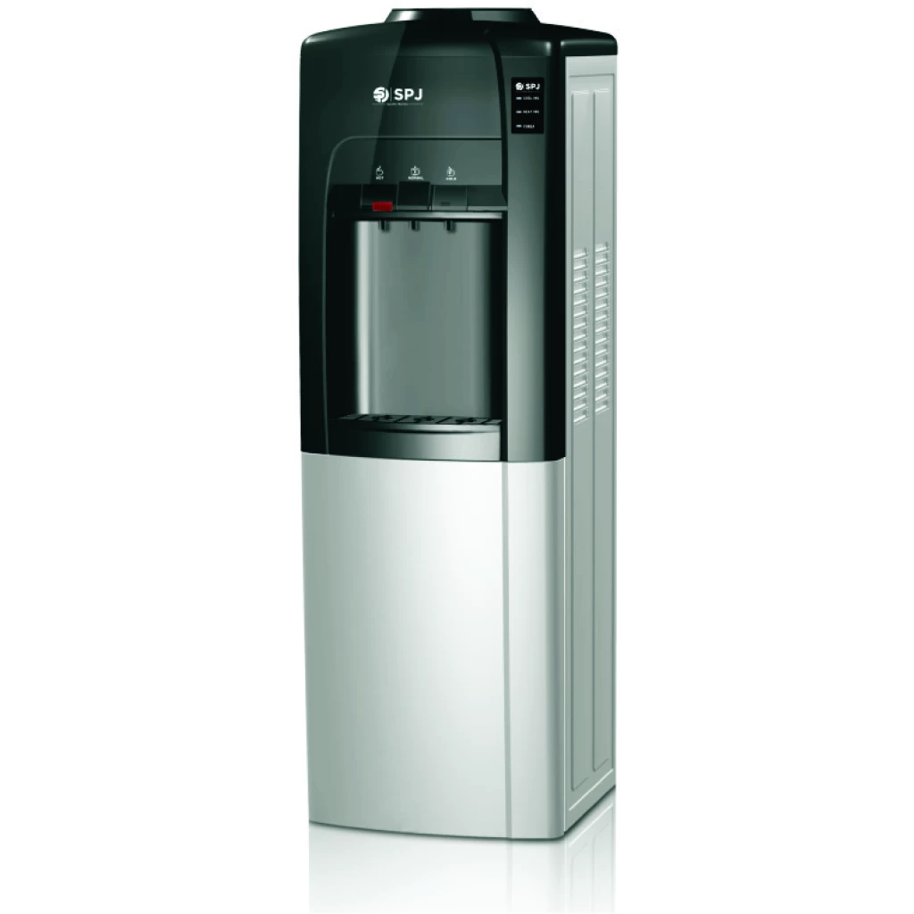 SPJ 3-Taps Top Load Water Dispenser with Bottom Cabinet; Hot, Cold, and Normal, Grey
