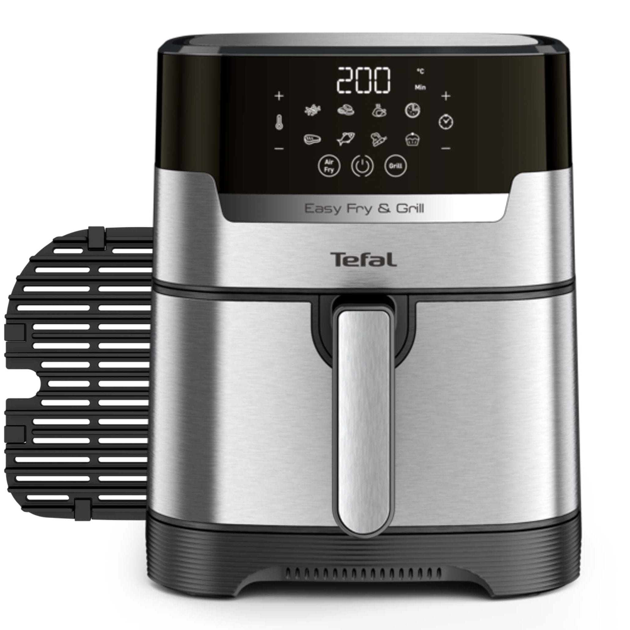 Tefal Easy Fry Precision+ 2-in-1 Digital Air Fryer and Grill, 4.2L Capacity, 8 Programs inc. Dehydrator, Stainless Steel, EY505D27, 1550W