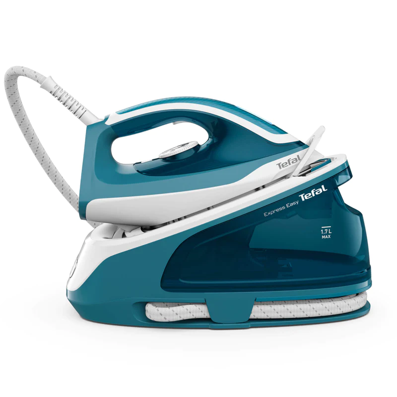 TEFAL Express Easy Steam Station, 1.7 Liters, Lock system, Blue / White, Ceramic Xpres Glide, SV6131G0