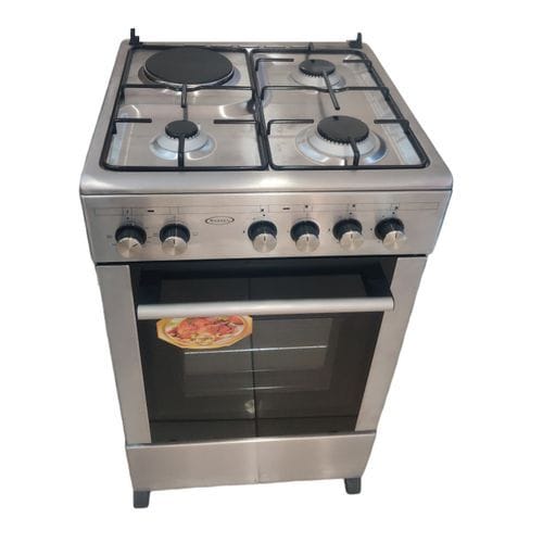 Venus 50cm Cooker; 3 Gas Burners + 1 Hotplate, Electric Oven and Grill, Stainless Steel, VC5531