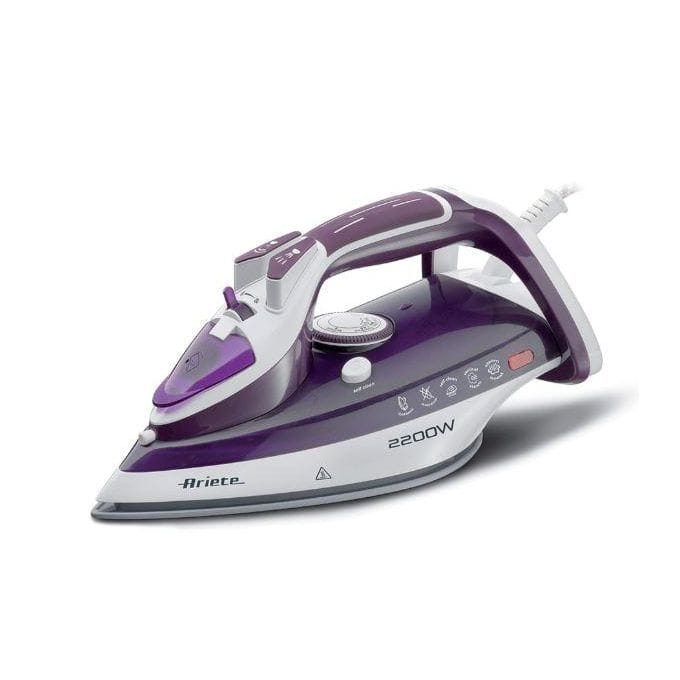 Ariete 2200w Steam Iron, Ceramic Plate, Anti Drip, White/Purple, FSV6243