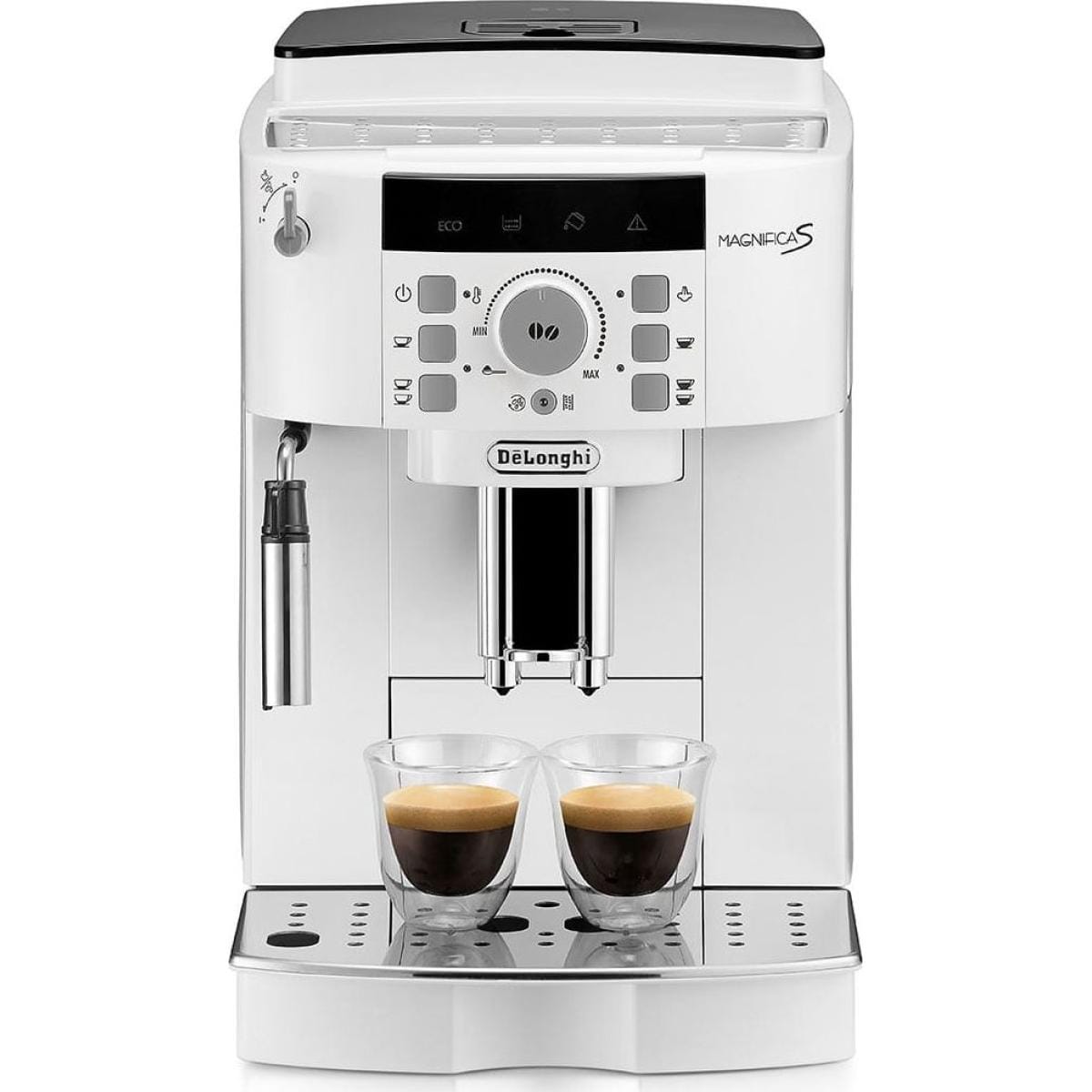 De'Longhi Magnifica S ECAM22 Automatic Coffee Machine with Milk Frother, 2 Hot Coffee Drinks Recipes, Soft-Touch Control Panel, 1450W