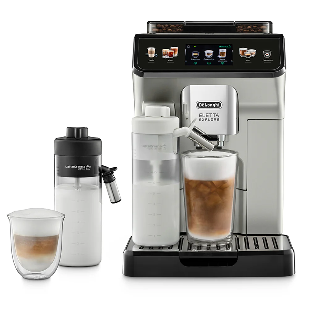De’Longhi ECAM450.65 Eletta Explore Bean-to-Cup Fully Automatic Coffee Machine, Cold Brew Technology, 50+ Hot & Cold Beverage Options, 15 Bar Pressure, 1450 W