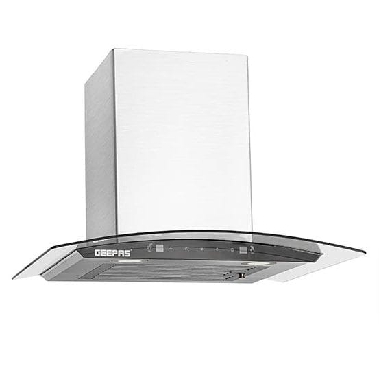 Geepas 60cm GHD601 Curved Glass Hood - 750m3/h Suction Kitchen Extractor with LED Lighting