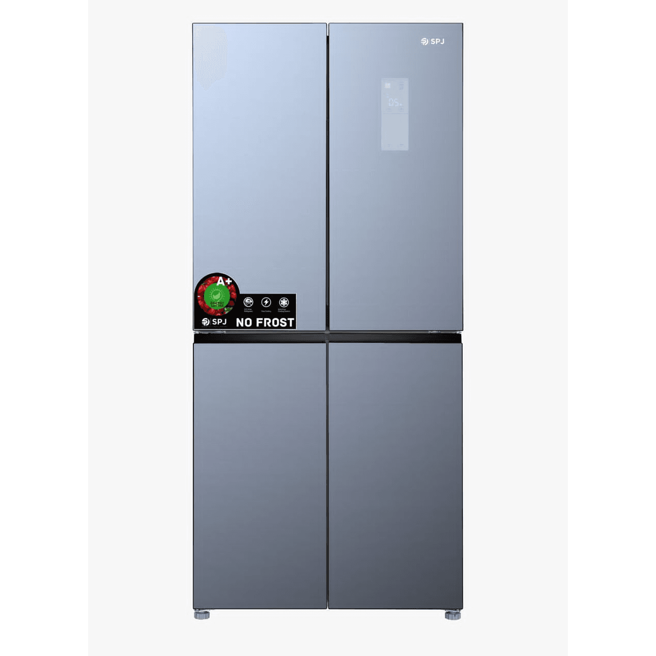 SPJ 559L 4-Door Frost Free Refrigerator, Silver Glass