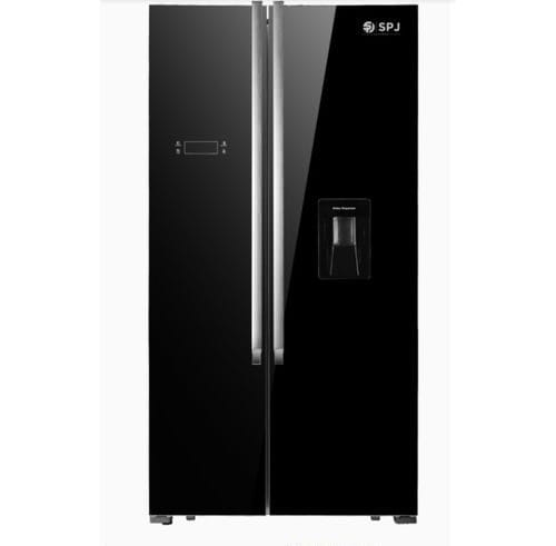 SPJ 699 Litre Side by Side Frost Free Refrigerator, Black Glass