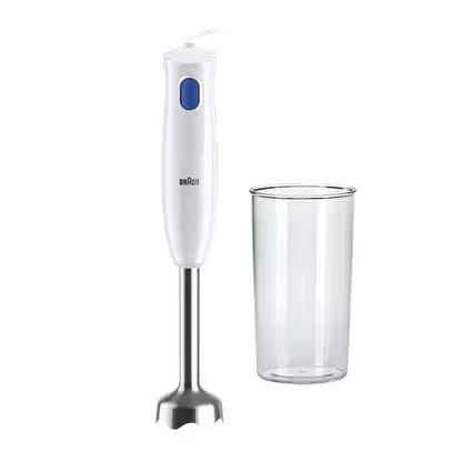 Braun  MultiQuick Hand Blender, 450W, Stainless Steel Blades with Plastic Beakers, MQ10.001MWH