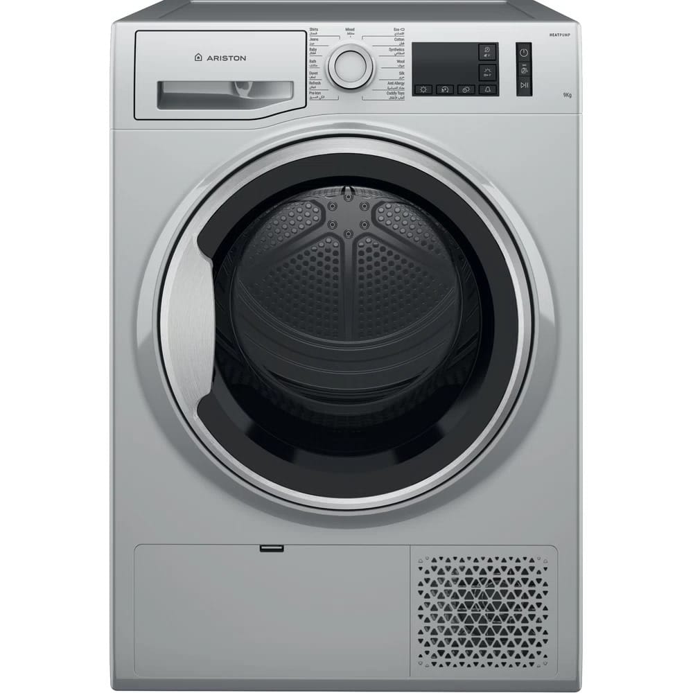 Ariston 9kg Heat Pump Tumble Dryer, Freestanding, NTM119X1SSK, Silver