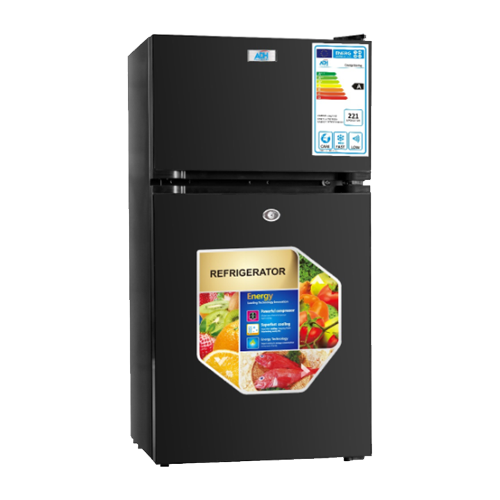 ADH 130 Litre Double Door Top Freezer Refrigerator, Black