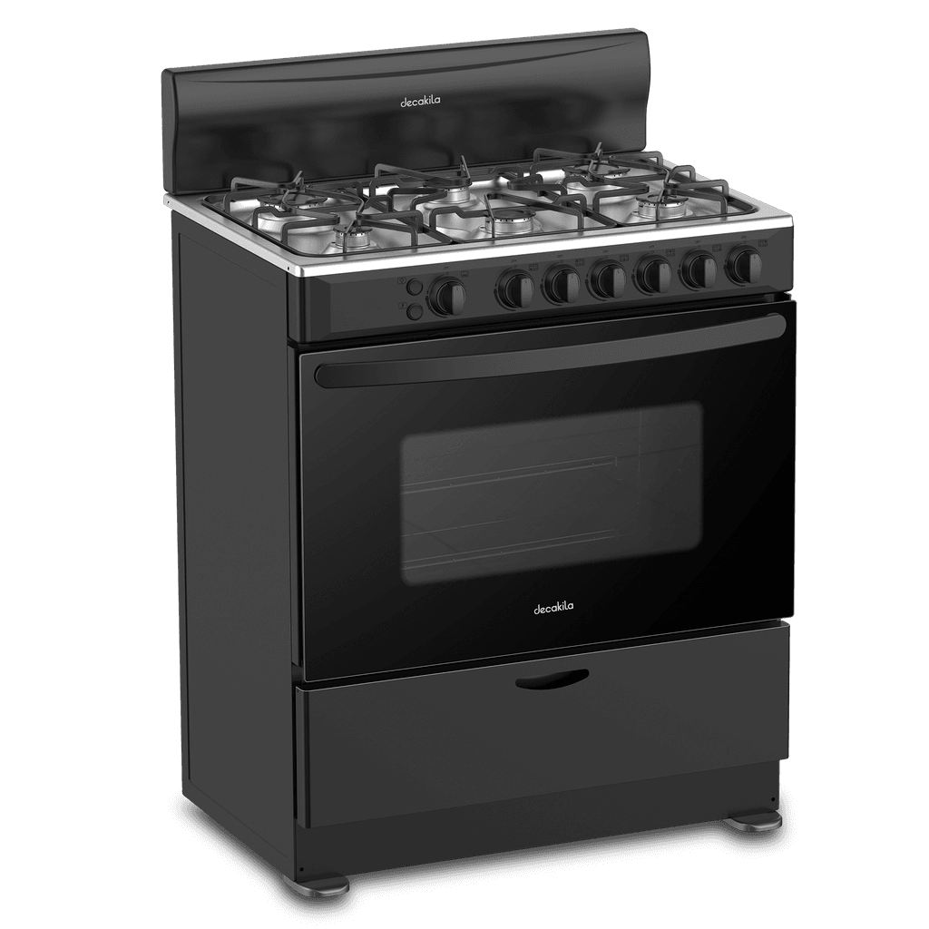 Decakila 80x60cm Gas Cooker, 6 Burners, 120L Oven, Rotisserie, KUGS004B