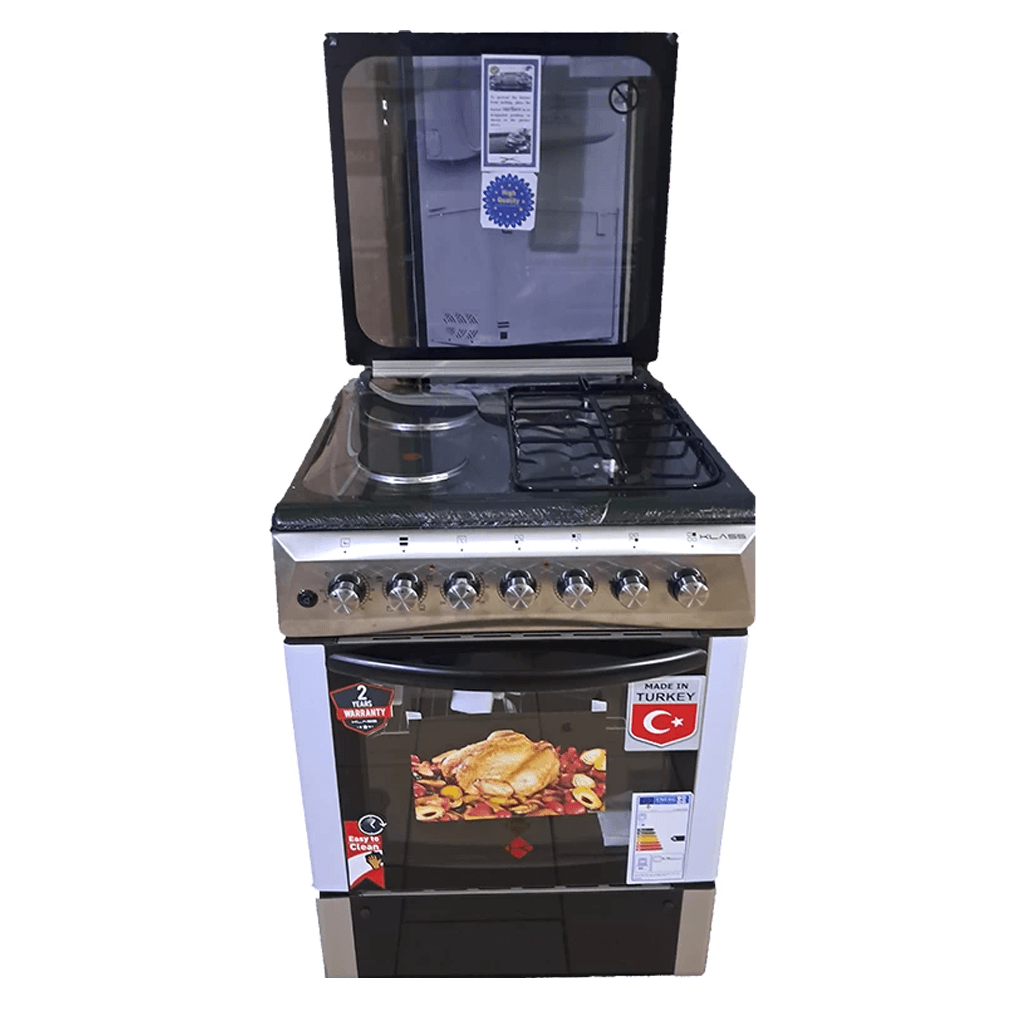 Klass 60*60cm Cooker, 2 Gas Burner + 2 Hotplate with Electric Oven (4TTE 6622 TI/SD)