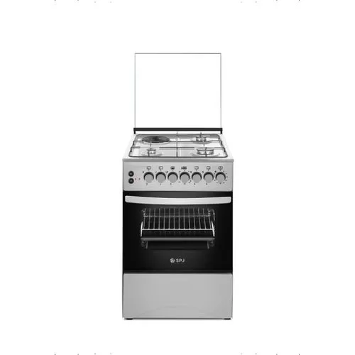 SPJ Free Standing Cooker 50x50cm, 3 Gas Burners + 1 Hotplate, Dual Fuel Oven
