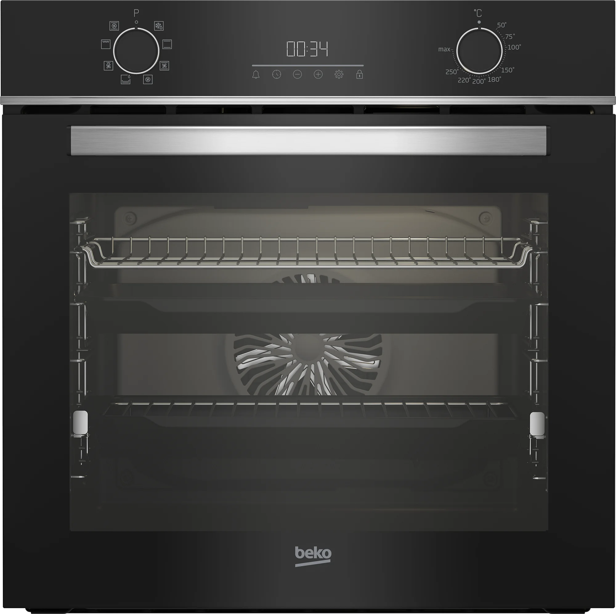 Beko Built-In Oven, BBIM14300BCCH; 60x60cm Fan-Assisted Oven, 8 Functions, LED Display, Steam Cleaning, Black