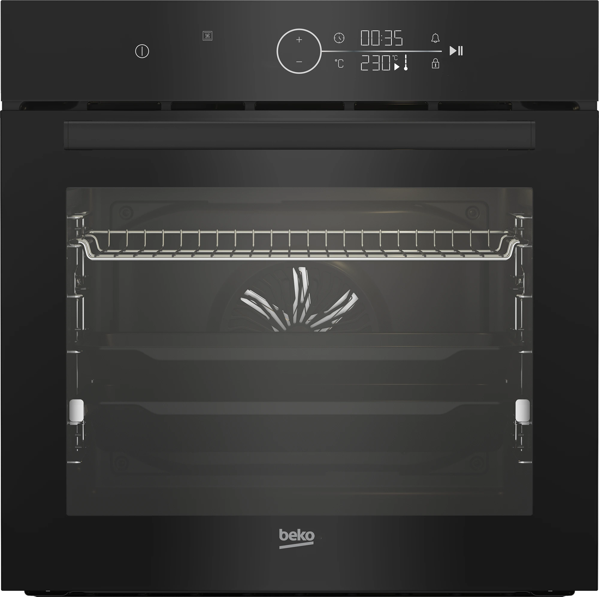 Beko 60cm Built-In Oven, BBIM17400BDS; Fan-Assisted, 10 Functions, LED Touch Control, Steam Cleaning, Black