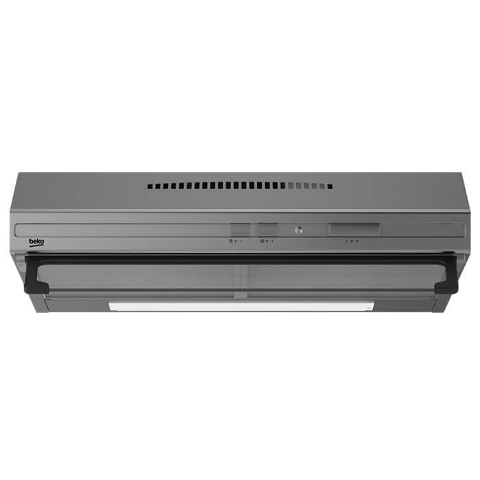 Beko 60cm Built-in Cassette Hood, CFB6433XH; Cooker Hood, Stainless Steel Finish, 3 Power Levels, 380 m³/h Extraction, Halogen Lighting