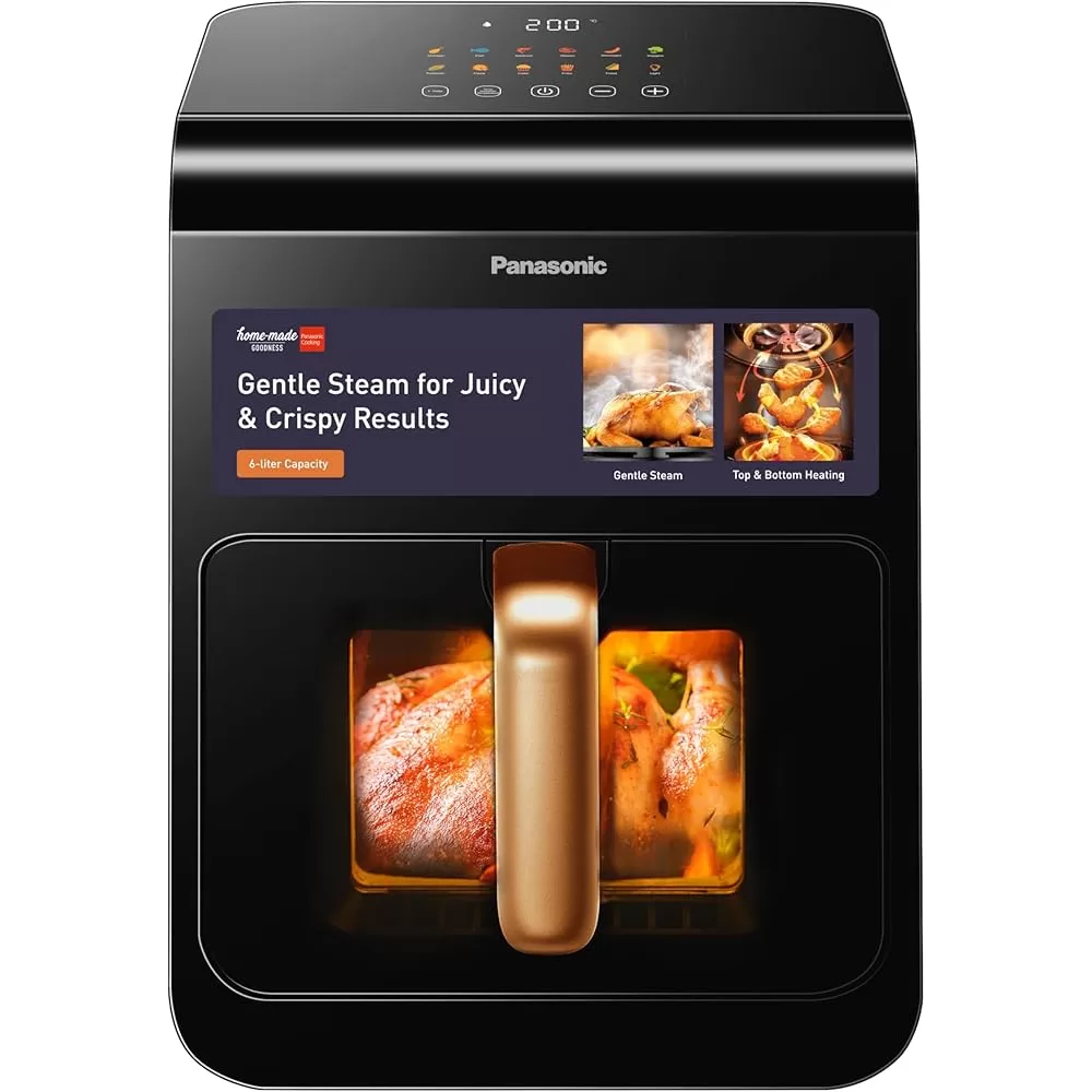 Panasonic 6L Air Fryer, 1450W, Gentle steam, Viewing window, Top & Bottom Heating, LED Touch Panel, NF-CC600