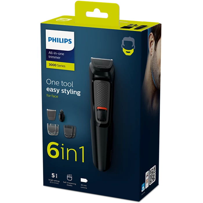 Philips Multigroom Series 3000 – MG3710/15 6‑in‑1 Precision Face Trimmer