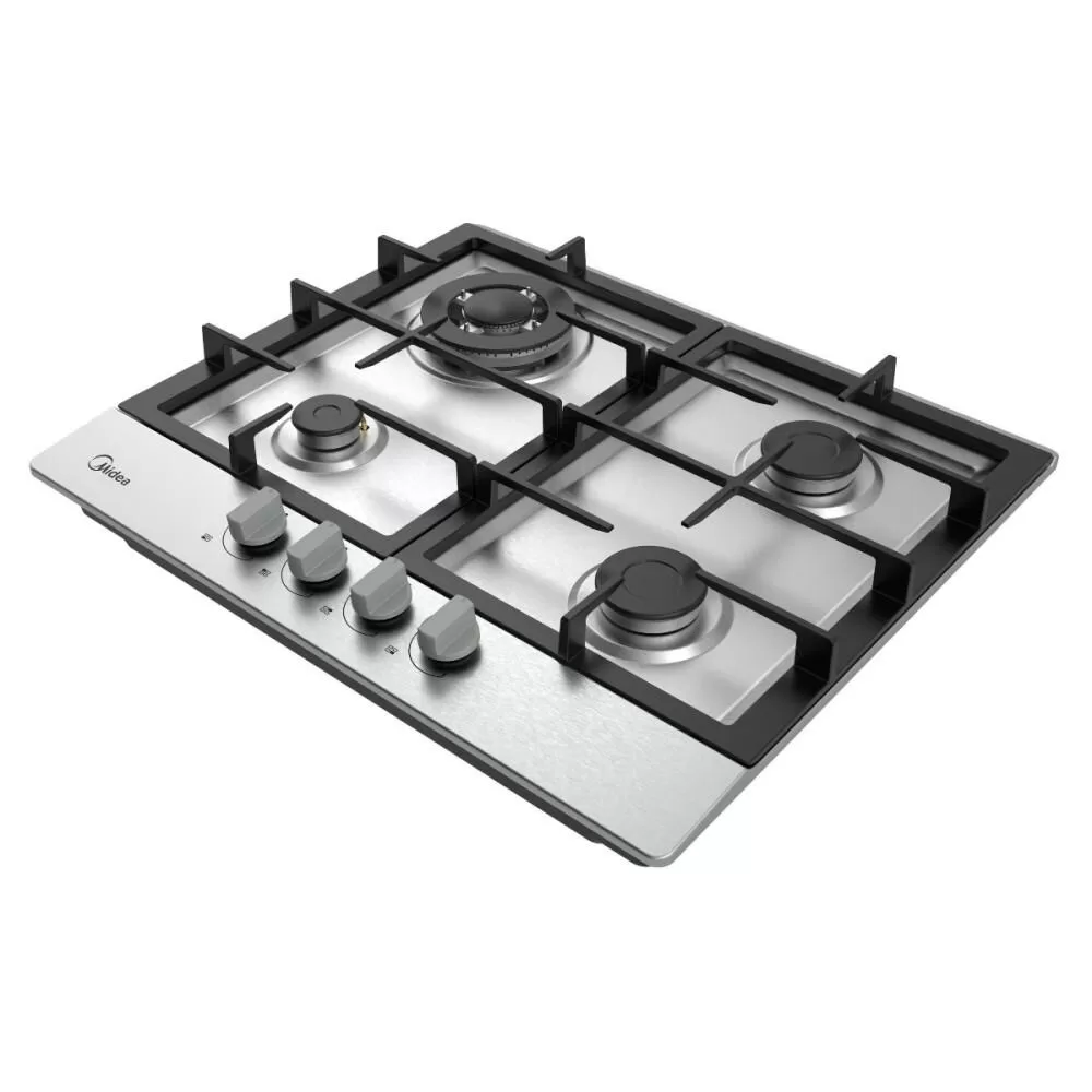 Midea 60 cm 4-Burner Gas Cooktop – Stainless Steel with Triple Crown Burner, MG60SK005