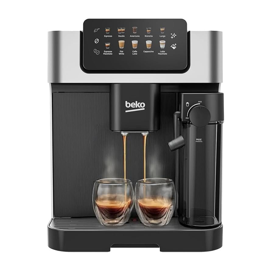 Beko CEG 7304X Automatic Bean to Cup Espresso Coffee Machine with 19 Bar, 1350W, Touch Control LCD Display, 2L Water Capacity, 600ml Milk Container Capacity - Stainless Steel