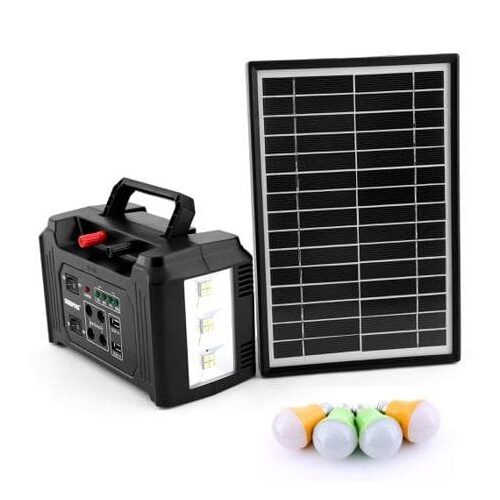 Geepas GPS5593 Power Caster – 7000mAh Rechargeable Battery 4 Pcs Led Bulbs with Solar Panel | Perfect emergency backup for Home, Travel, Camping & More