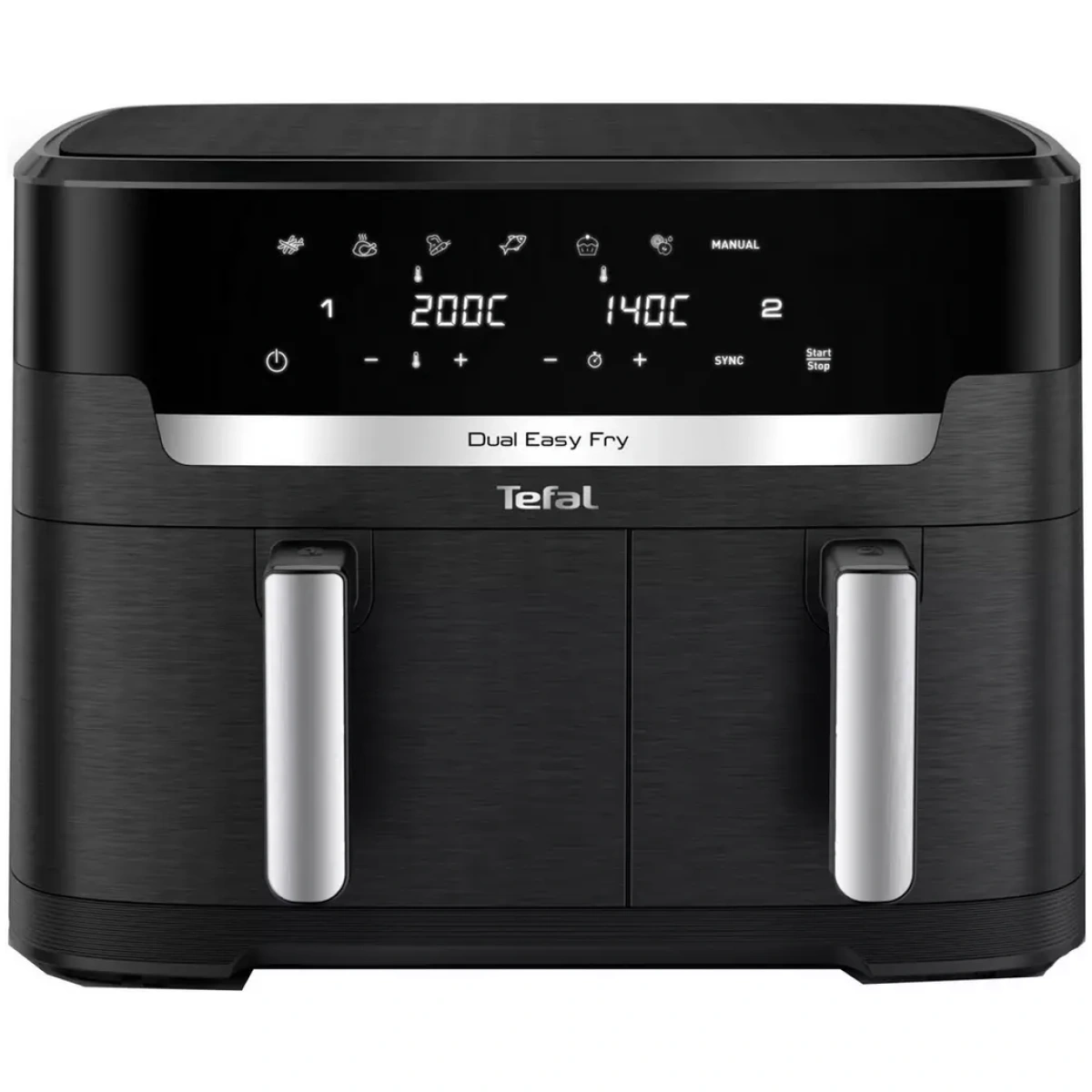 Tefal XXL Dual Easy Fry 11L, XXL Dual air fryer, +8 people, spacious baskets up to 3kg, 7 pre-sets programs, Black, EY9428G0